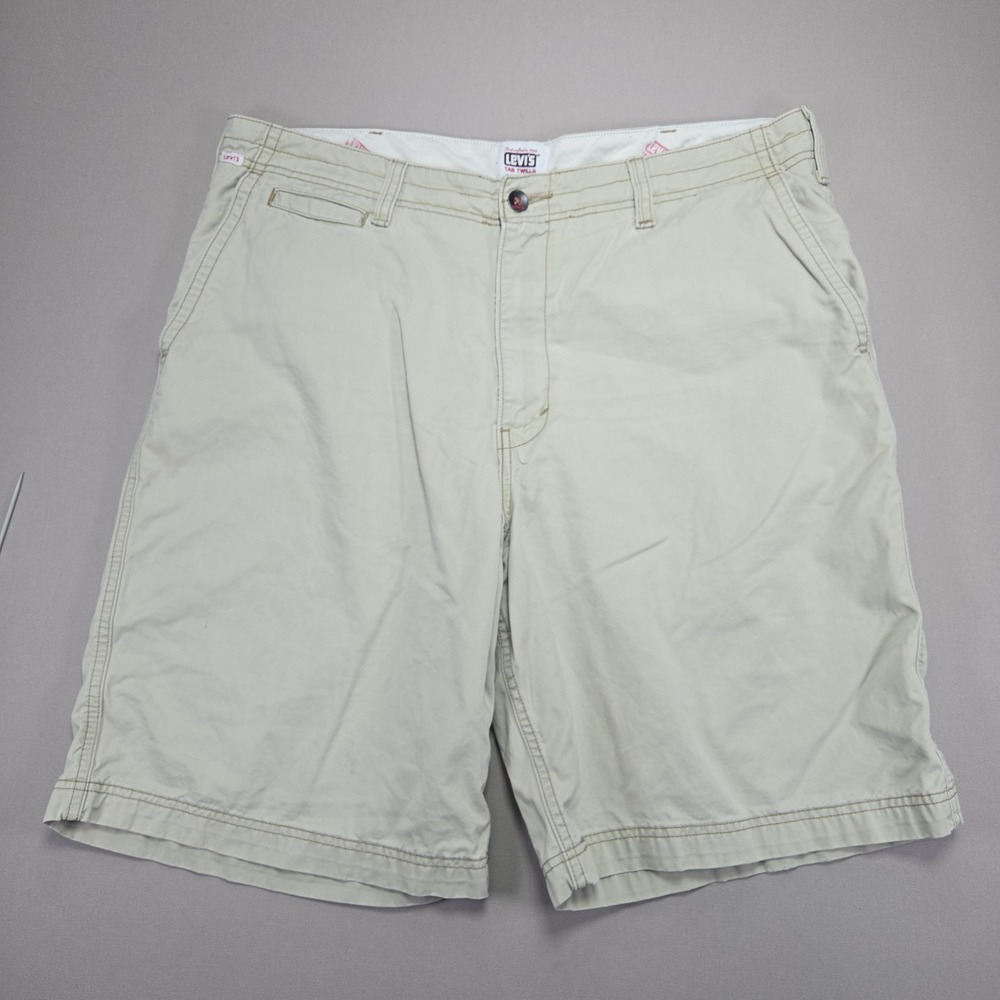 Levis Tab Twills Khaki Shorts Cotton Casual Flat‎ Front Mens Size 38